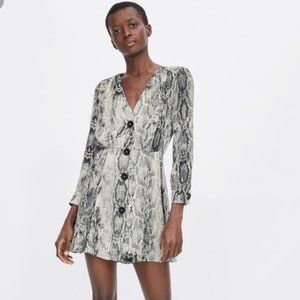 Zara Button Down Snake Print Dress